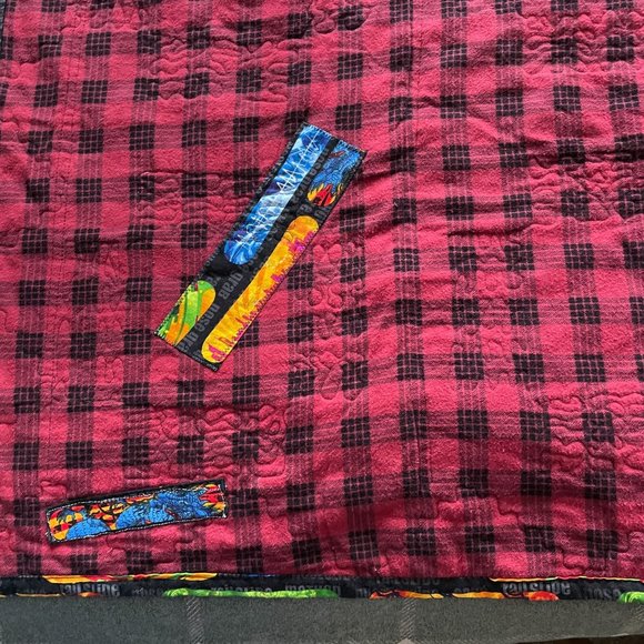 Handmade Patchwork Quilt Snowboarding Icon Pattern Multicolor Wilderness 57X78 - Picture 14 of 16